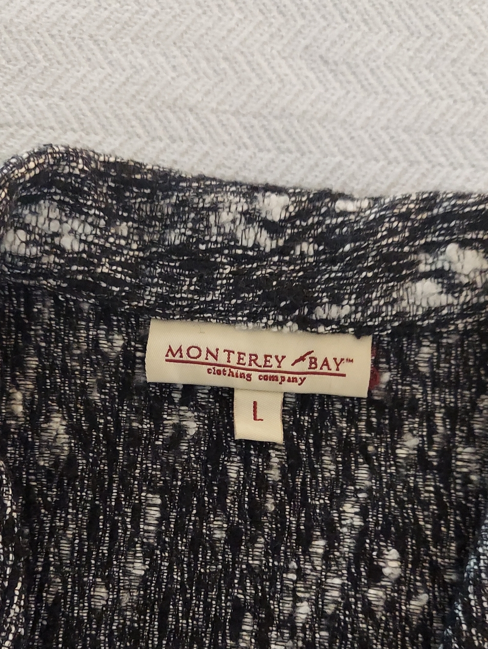 Monterey Bay Black & White Open Weave Knit Top